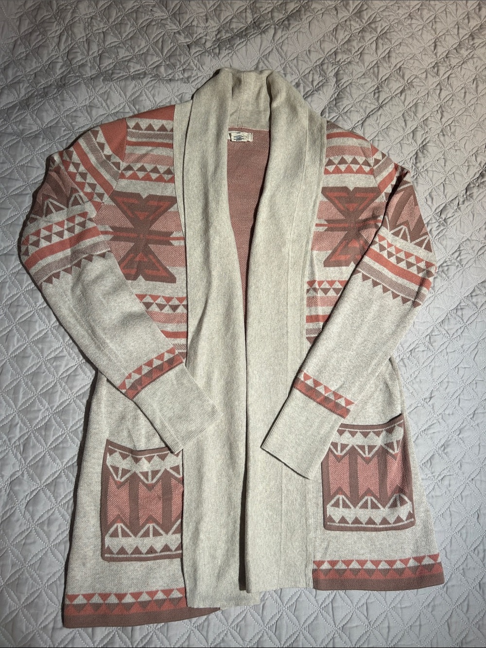 YES Lola by Anthropology Open-Front Western Aztec Print Cardigan
